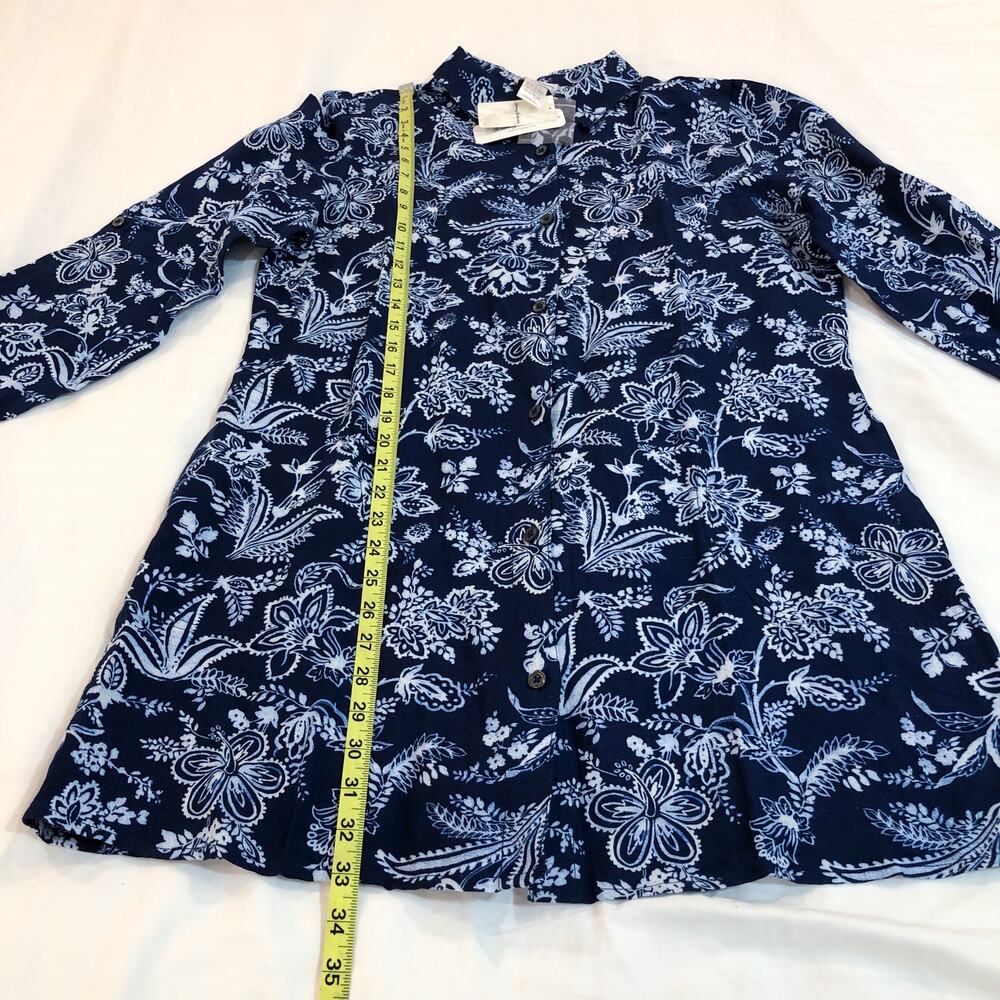 NWT Tommy Bahama Delft Floral Linen Blend Boyfriend Shirt - Picture 8 of 10